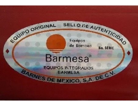 Holograma - Equipo Original - Sello de Autenticidad - Barmesa Pumps - Barnes de México