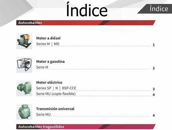 2021 - ÍNDICE de la Lista o Catálogo - Barmesa Pumps - Barnes de México